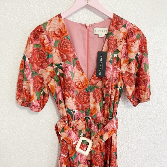 NWT Sachin & Babi Carina Belted Floral Dress - Picture 7 of 13